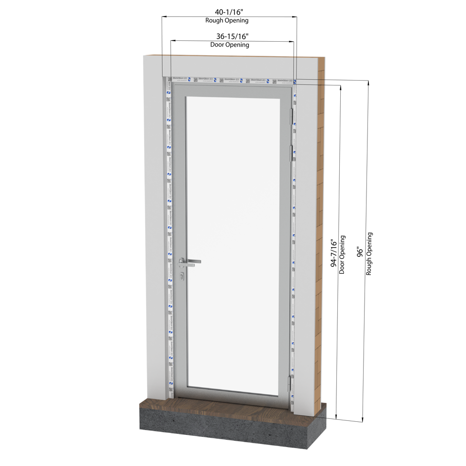 KOMPAS Single Swing Door -  RH Out - Satin Anodized, 37" x 94-1/2"