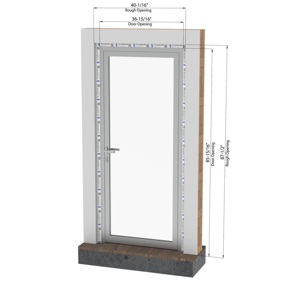 KOMPAS Single Swing Door -  RH In - Satin Anodized, 37" x 86"
