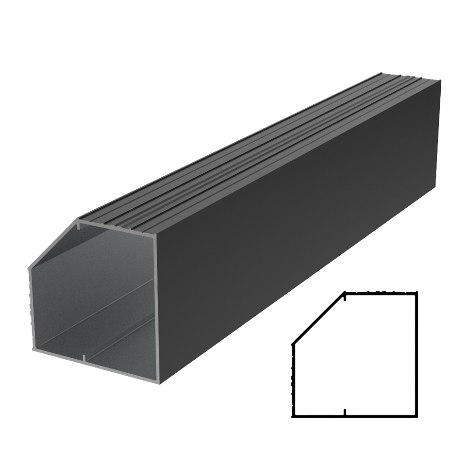 Corner Aluminum Profile 236" Stock Length - Black Matte