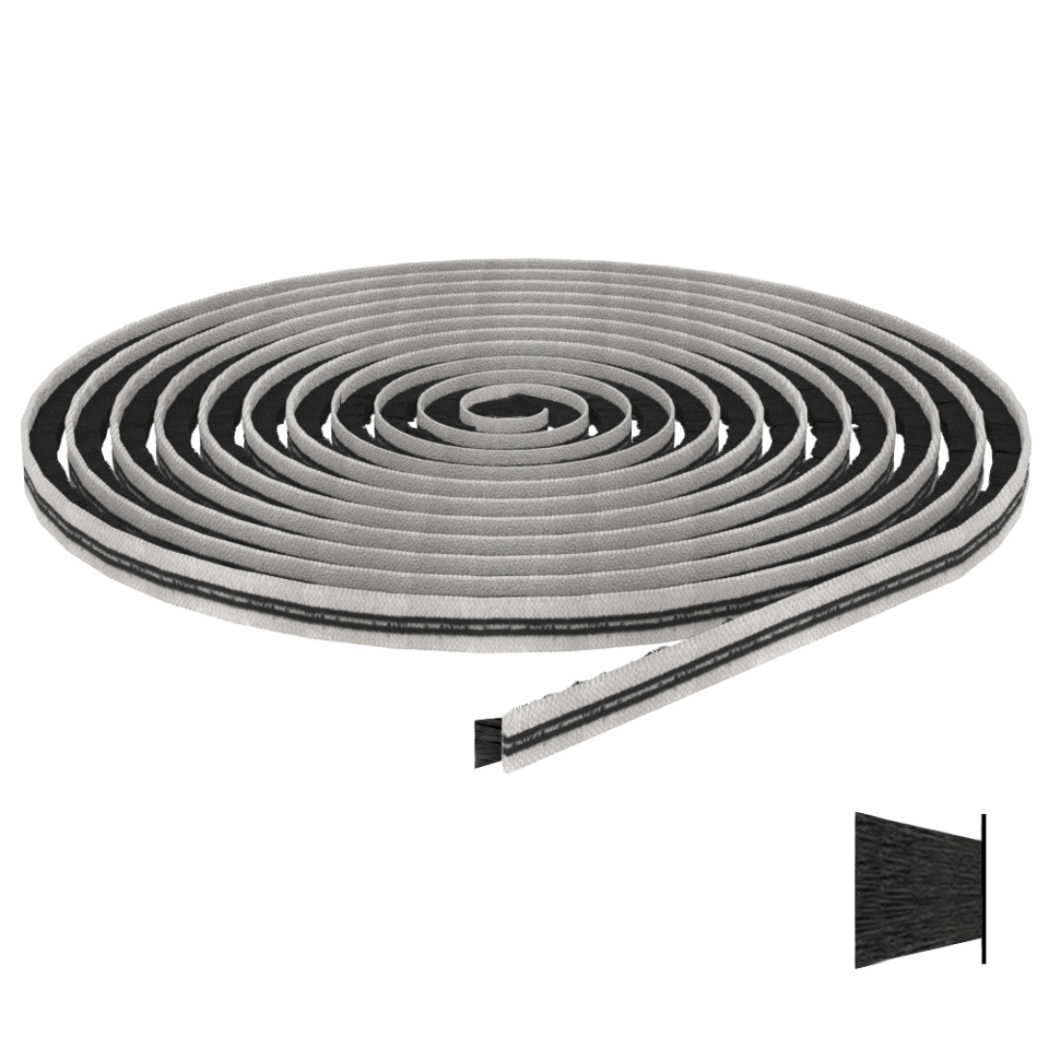SGL-1116 Black Pile Brush Weatherstrip for 1/2" Glass - 100'