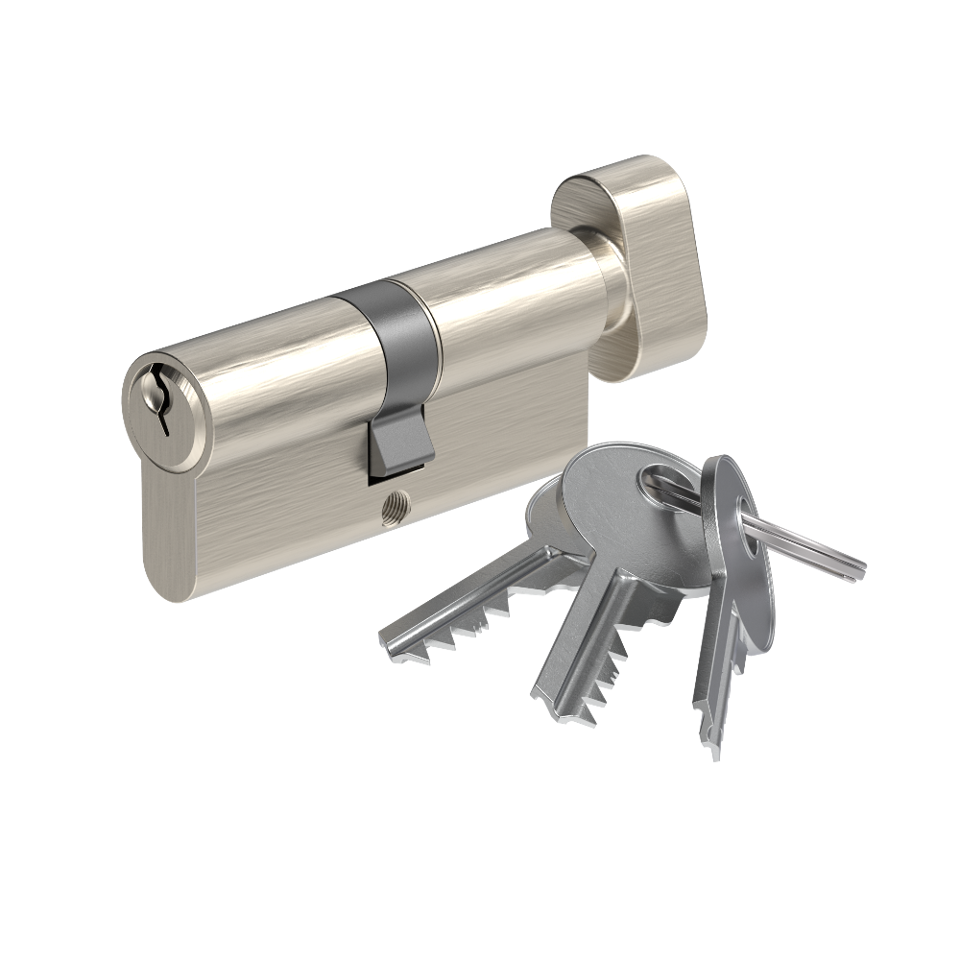 Mortise EUR Cylinder Key/Thumbturn 70mm Satin Nickle