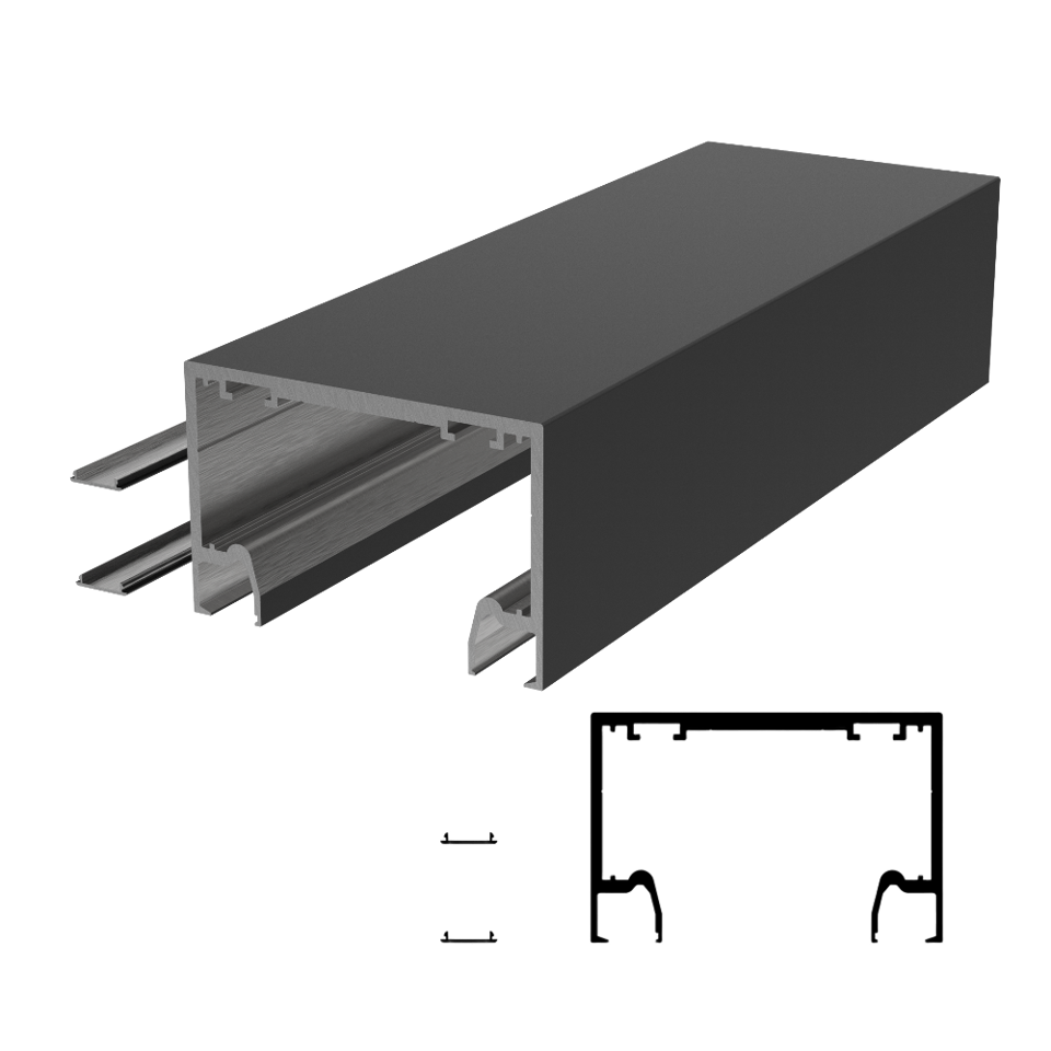 CGS Multisliding Door 157" Top Track H2 - Black