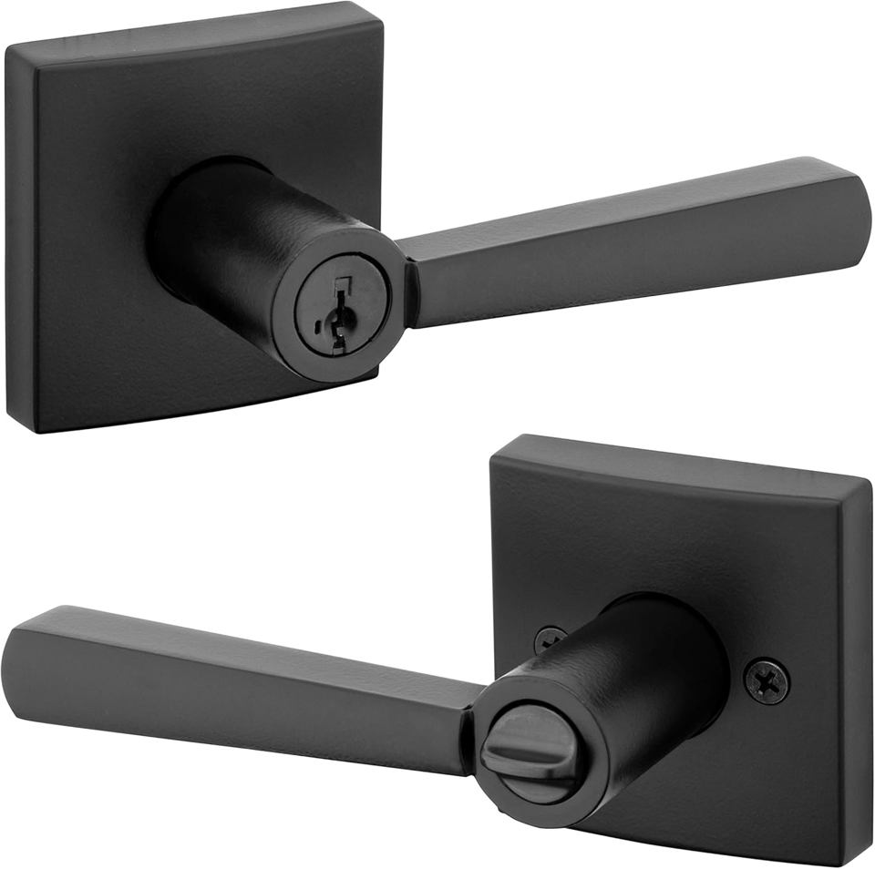 Baldwin Spyglass Keyed Entry Door Lever Set - Matte Black