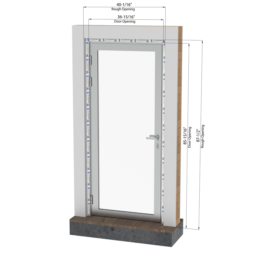 KOMPAS Single Swing Door - LH Out - Satin Anodized, 37" x 86"
