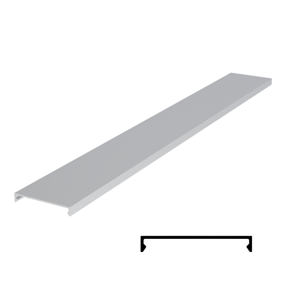 1-1/2'' Middle Cover Cap 118" Stock Length - Satin anodized