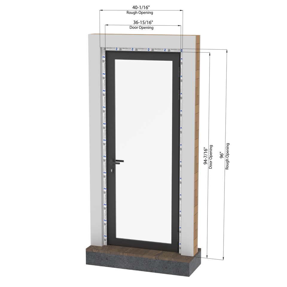 KOMPAS Single Swing Door -  RH Out - Black Matte, 37" x 94-1/2"