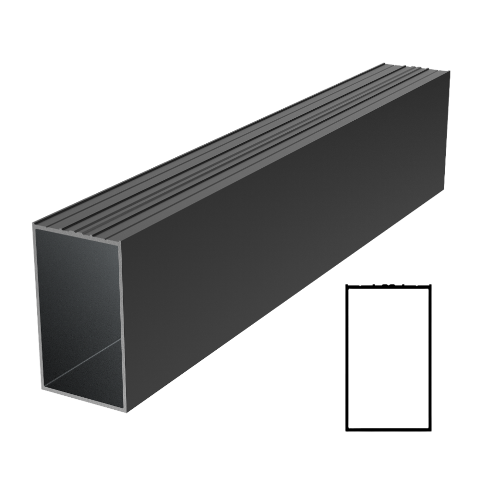 2-9/16" x 1-1/2'' Aluminum Profile 236" Stock Length - Black Matte
