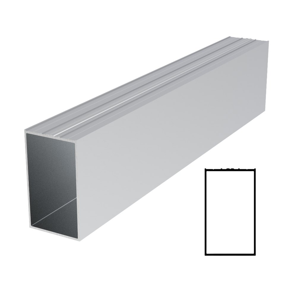 2-9/16" x 1-1/2''Aluminum Profile 118" Stock Length - Satin anodized