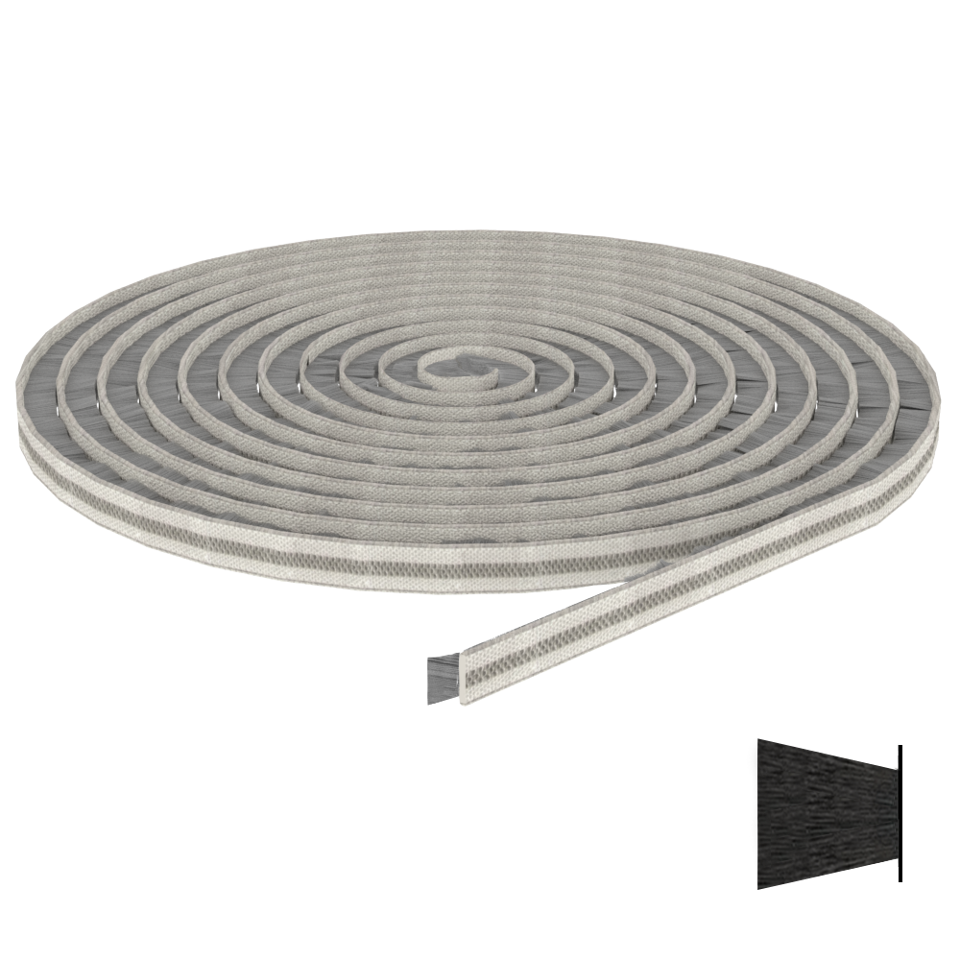 SGL-1116 Gray Pile Brush Weatherstrip for 3/8" Glass - 100'