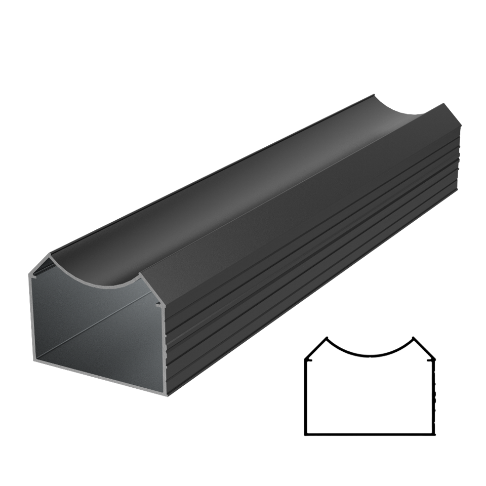 Standard Connecting Aluminum Profile 236" Stock Length - Black Matte