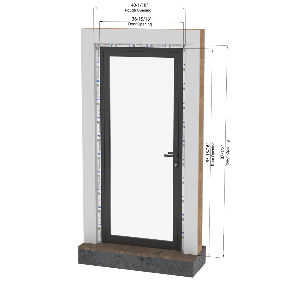 KOMPAS Single Swing Door - LH In - Black Matte, 37" x 86"