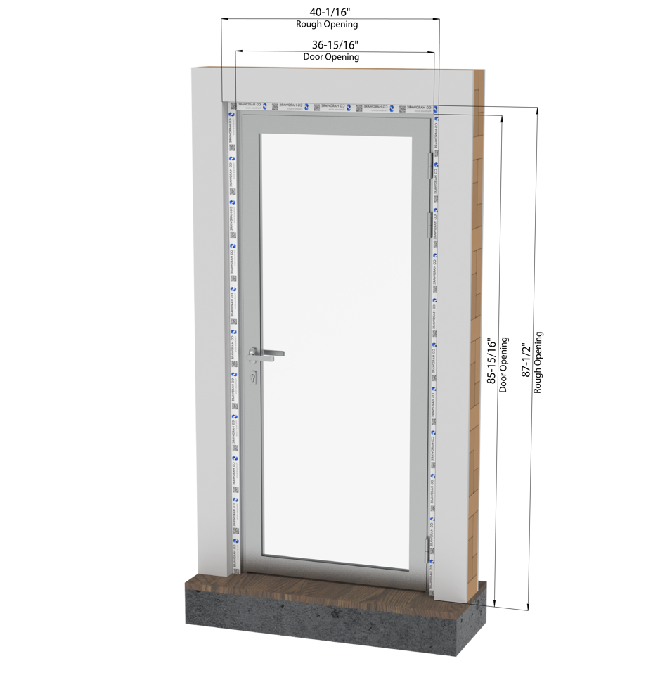 KOMPAS Single Swing Door -  RH Out - Satin Anodized, 37" x 86"