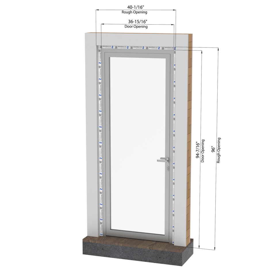 KOMPAS Single Swing Door - LH In - Satin Anodized, 37" x 94-1/2"