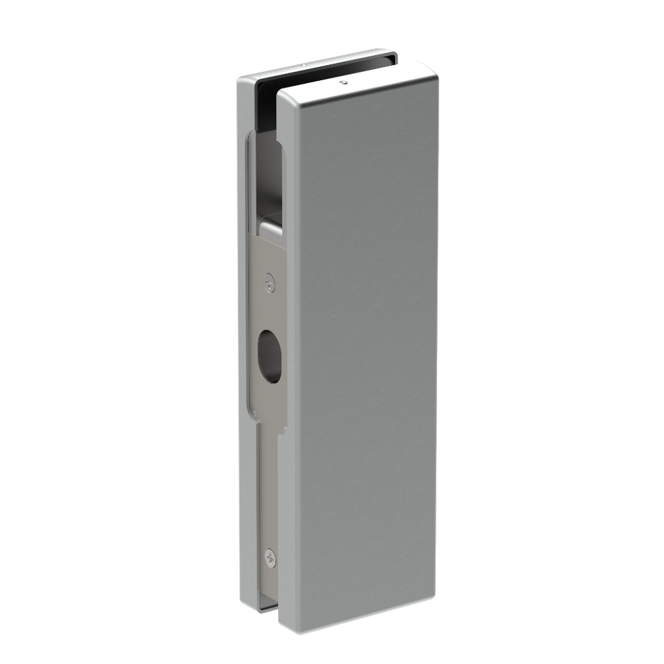 AMR Series Patch Lock Glass Mounted Strike - Satin Anodized