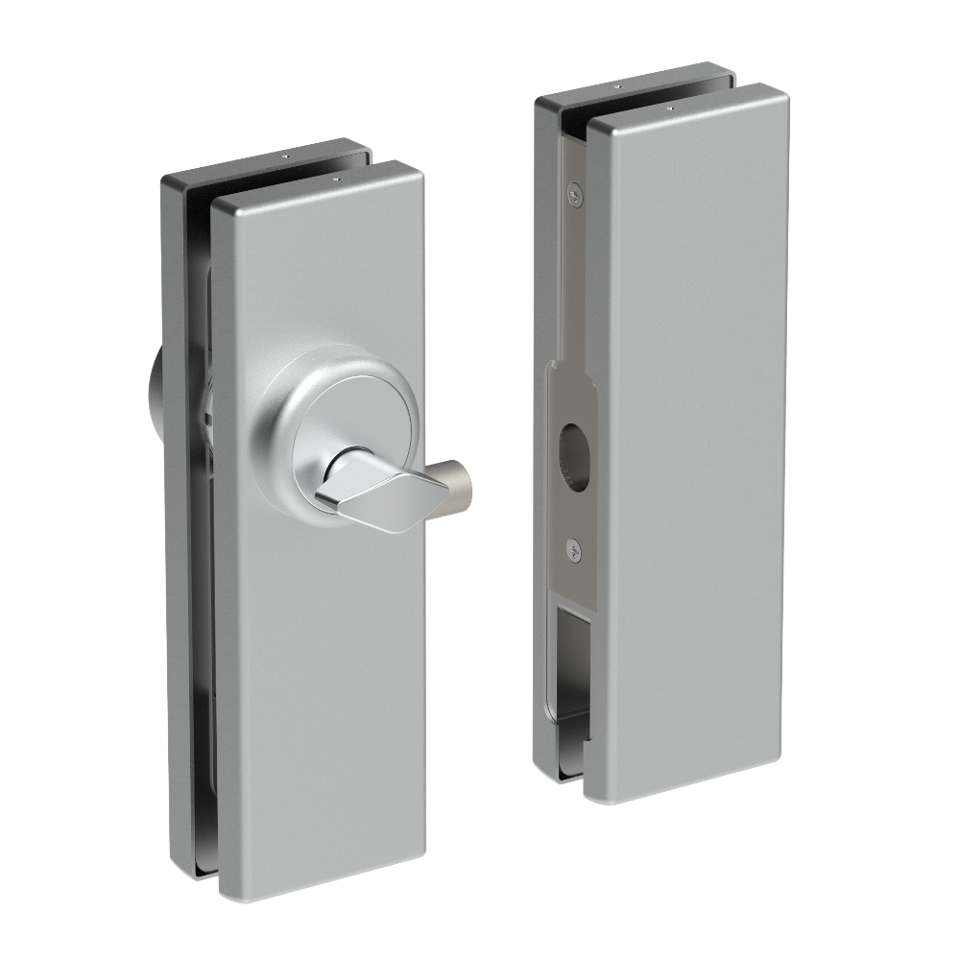 AMR Series Patch Lock Glass Mounted Strike - Satin Anodized