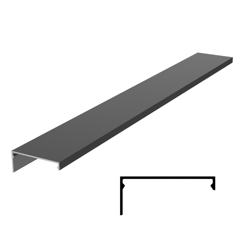 1-1/2" Corner Cover Cap 118" Stock Length - Black matte