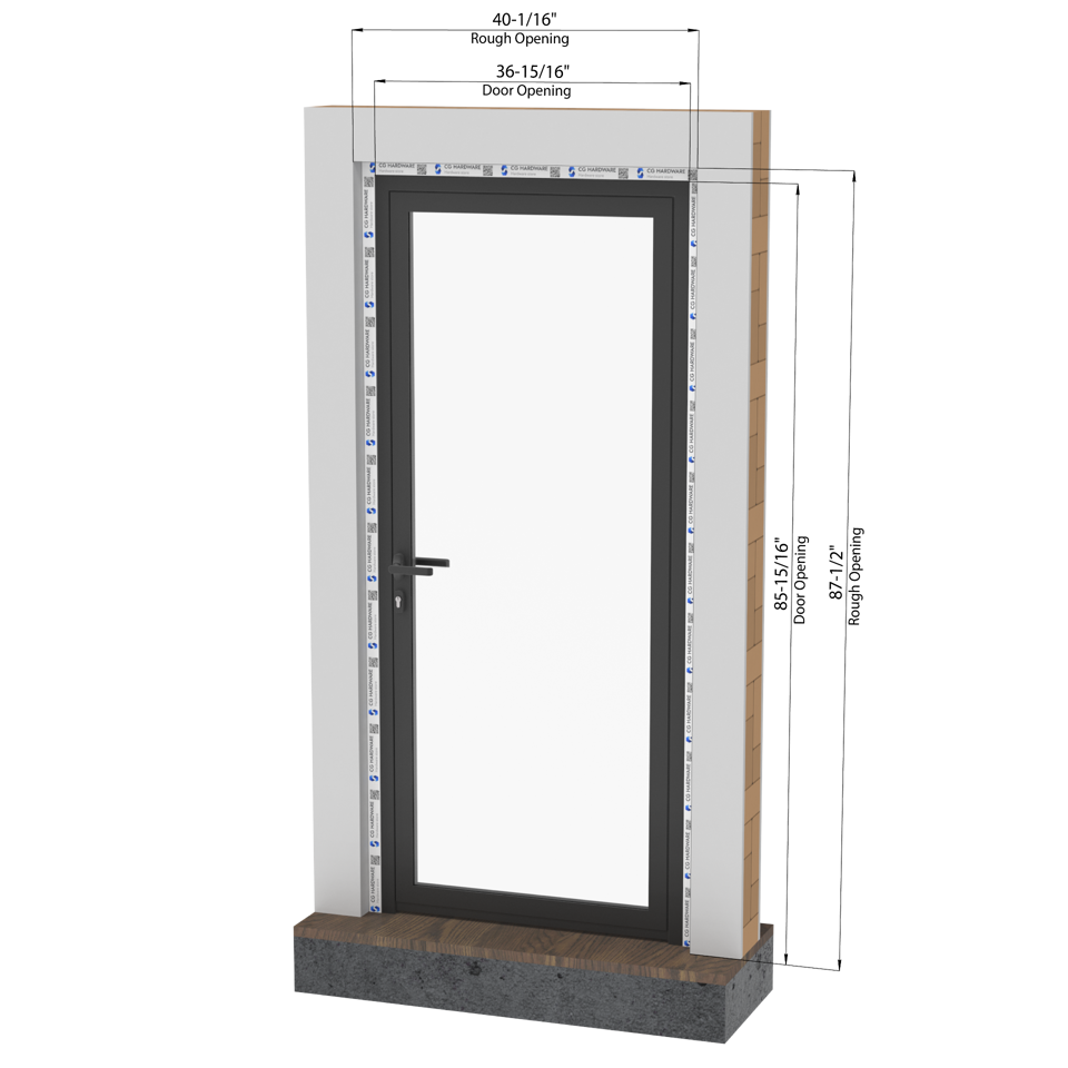 KOMPAS Single Swing Door -  RH In - Black Matte, 37" x 86"