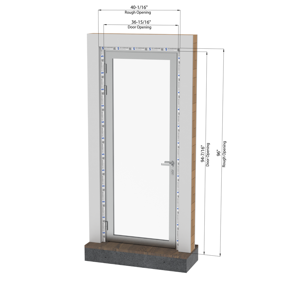 KOMPAS Single Swing Door - LH Out - Satin Anodized, 37" x 94-1/2"
