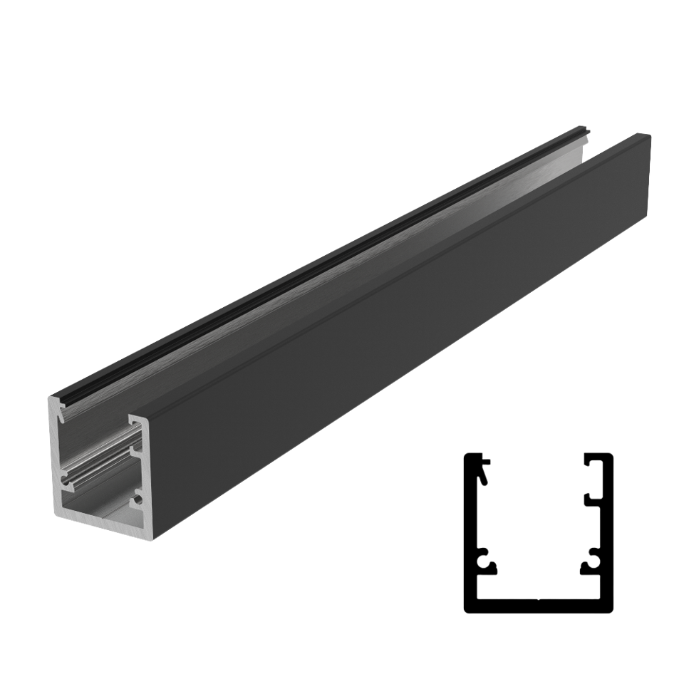 Designer Dry Glaze 1-1/8" x 1-3/16" U-Channel 118" - Black