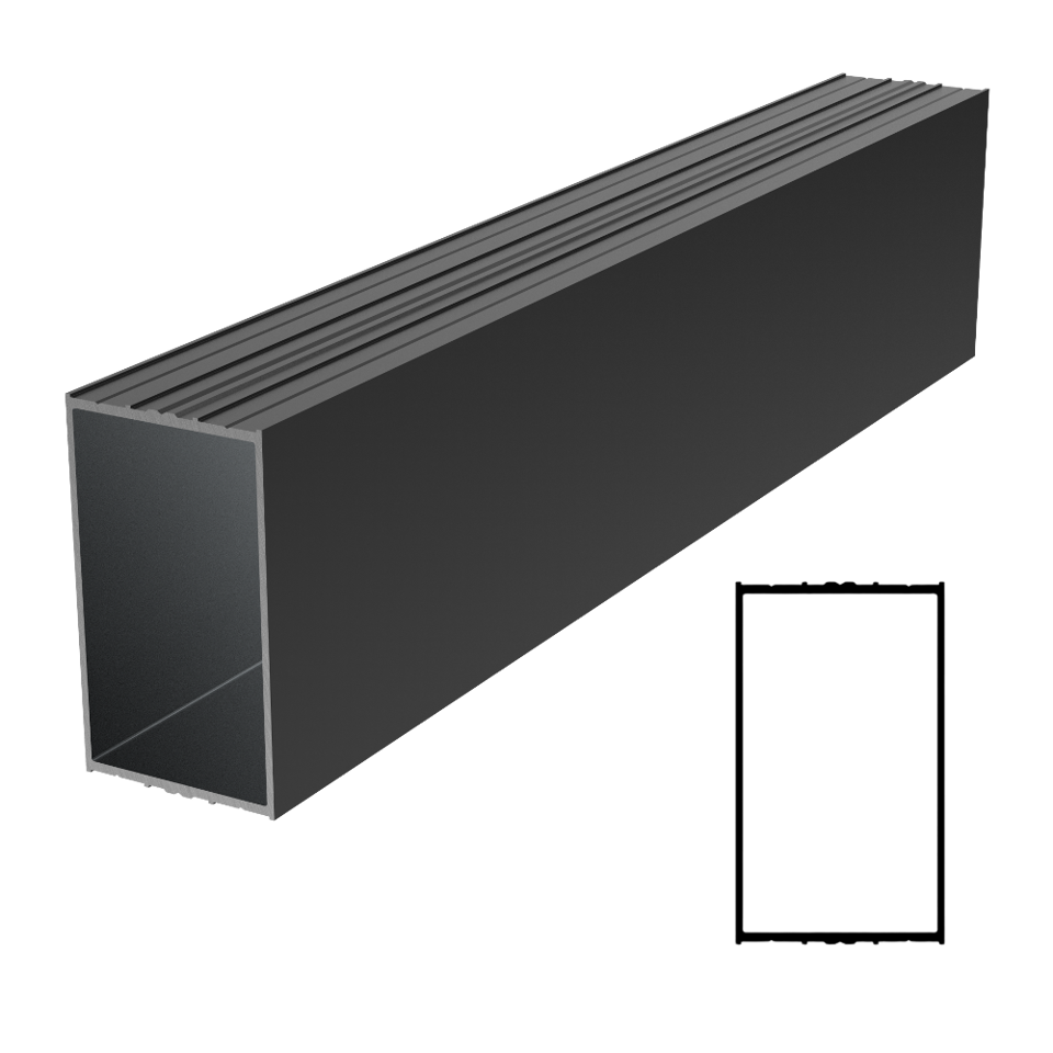 2-5/8" x 1-1/2" Double Sided Aluminum Profile 236" Stock Length - Black matte
