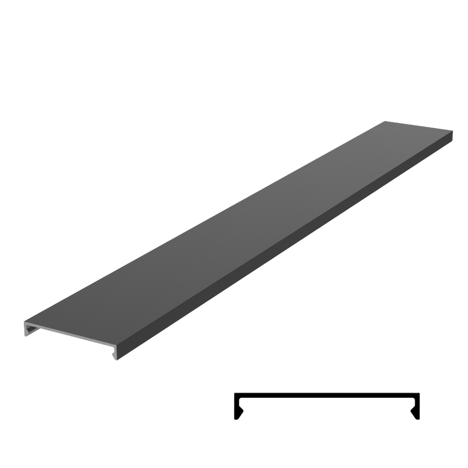 1-1/2'' Middle Cover Cap 236" Stock Length - Black matte