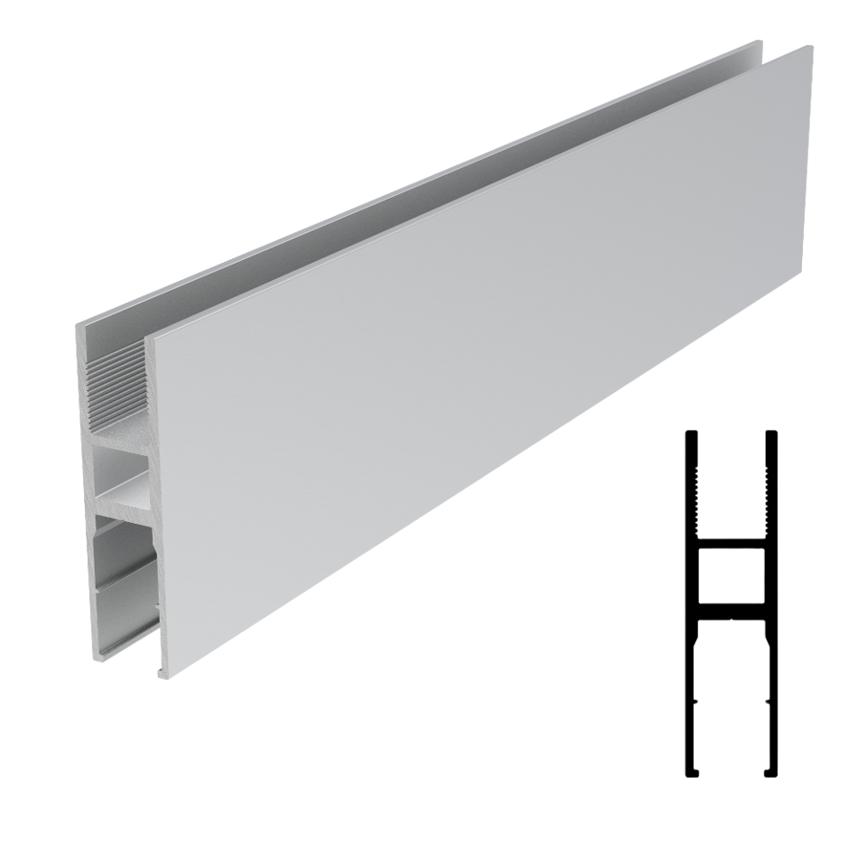 SGL-1116 Bottom Glass-Mounted Profile 118" Stock Length - Satin Anodized