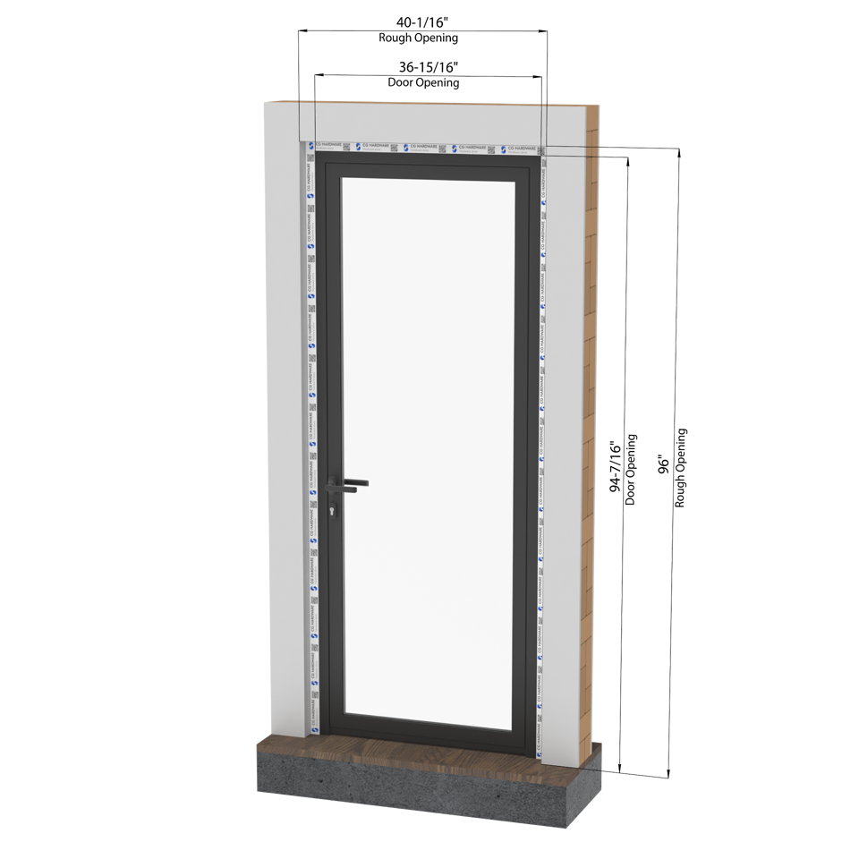 KOMPAS Single Swing Door -  RH In - Black Matte, 37" x 94-1/2"
