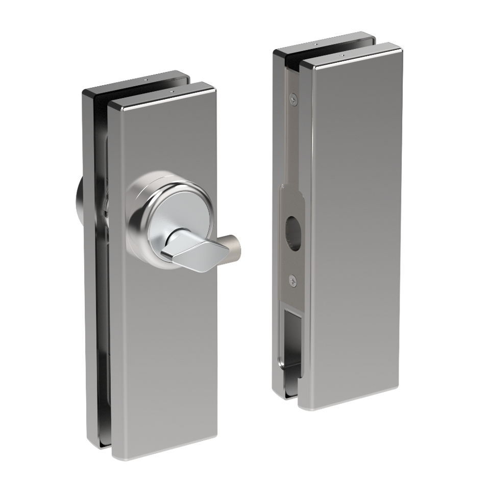 AMR Series Patch Lock Glass Mounted Strike - Satin Stainless Steel