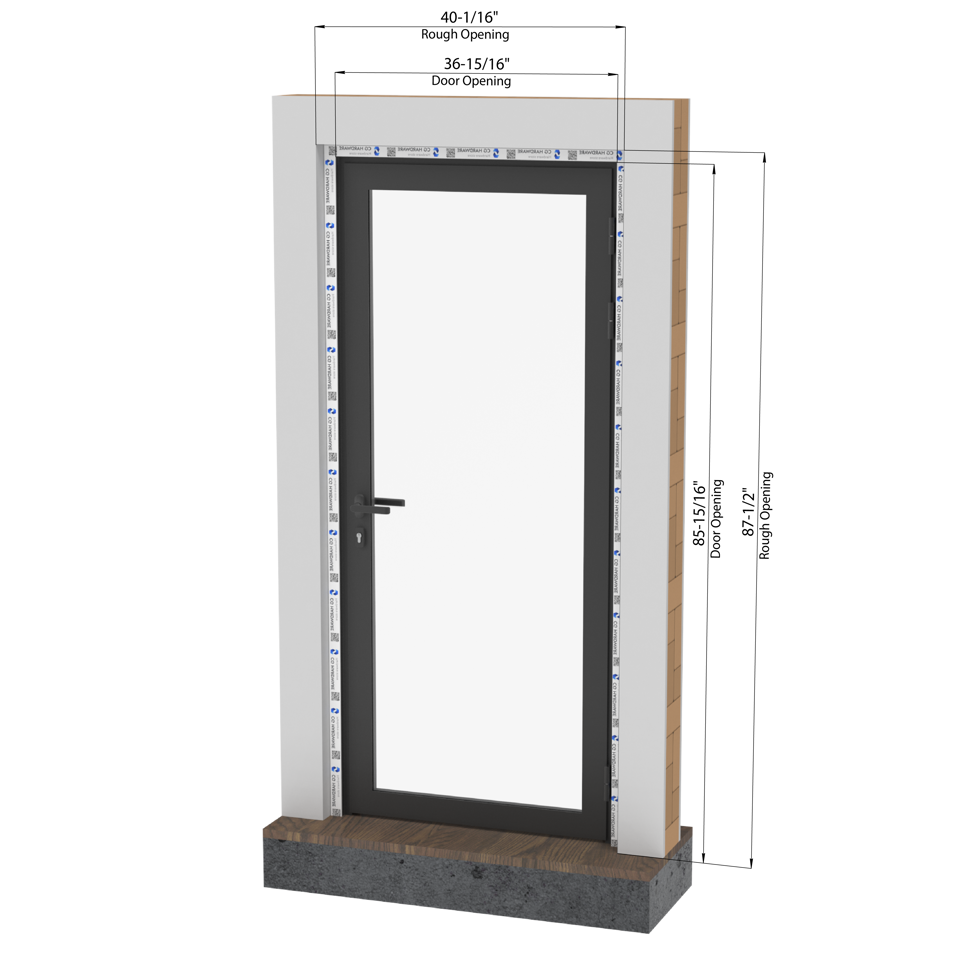 KOMPAS Single Swing Door -  RH Out - Black Matte, 37" x 86"