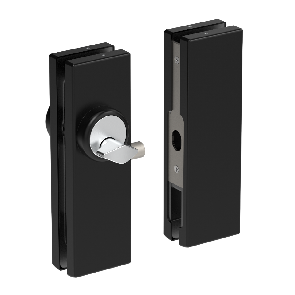 AMR Series Patch Lock Glass Mounted Strike - Black Matte