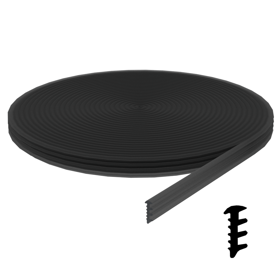 CGS/CGF Series 1/8" Black Vinyl Gasket for Fixed Panel - 100'