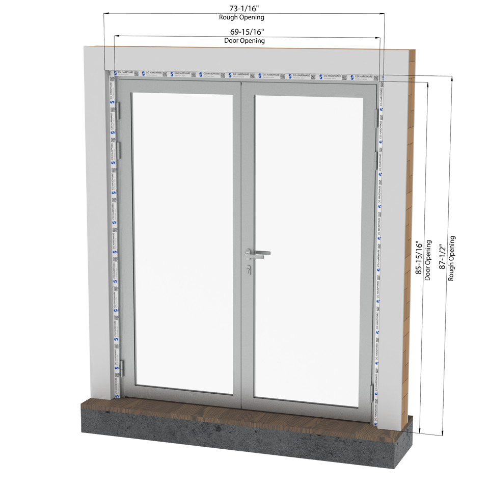 KOMPAS Double Swing Door - Out - Satin Anodized, 69-15/16" W x 85-15/16" H