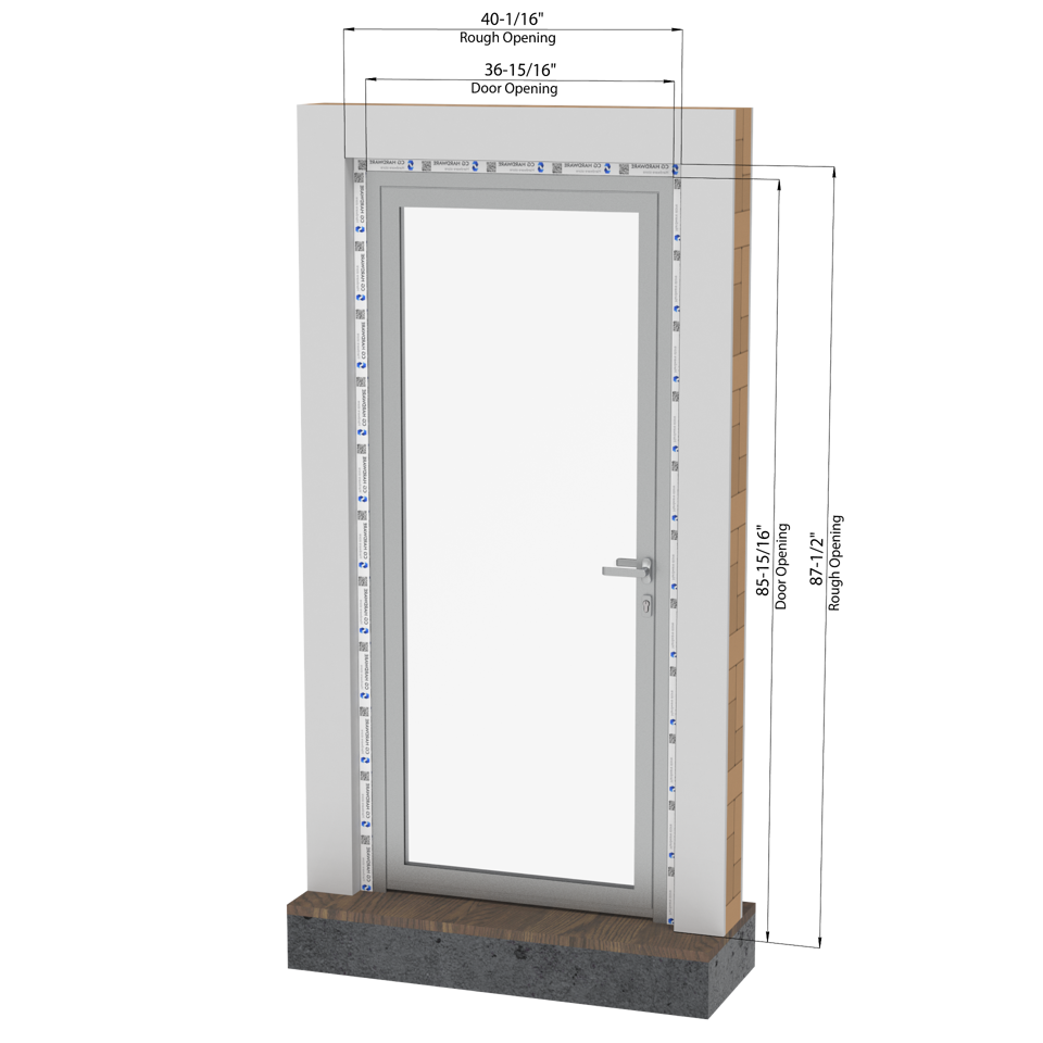 KOMPAS Single Swing Door - LH In - Satin Anodized, 37" x 86"
