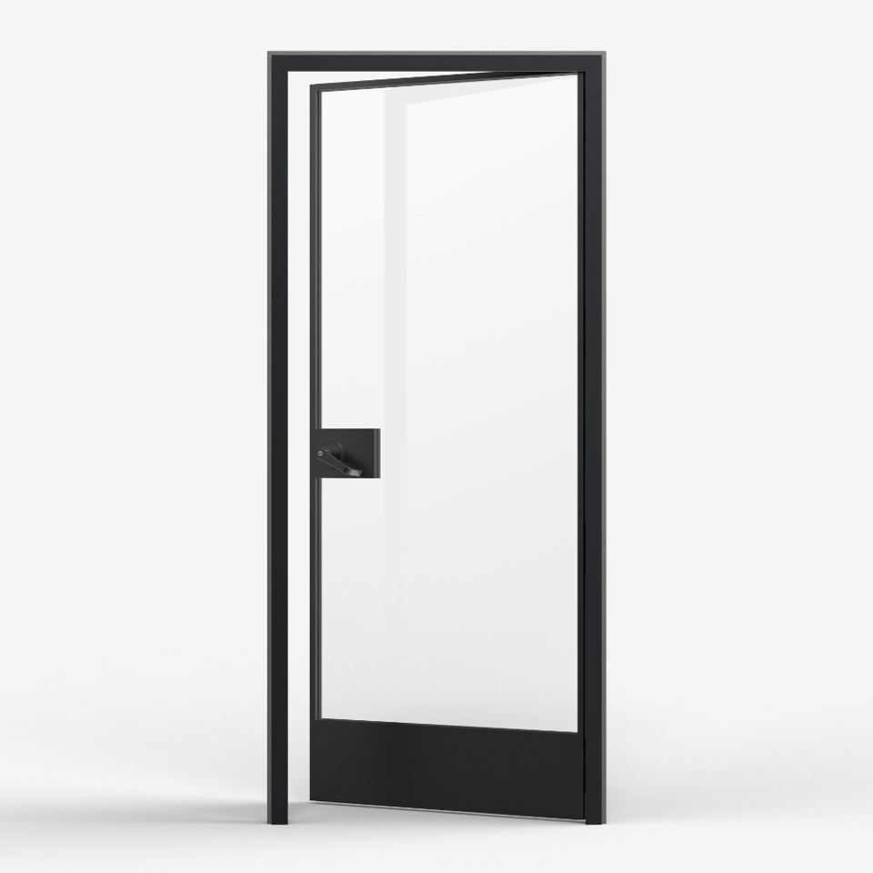 KOMPAS Single Swing Door ADA ULTRA SLIM RH In - Black Matte , 37'' x 85 - 15/16''
