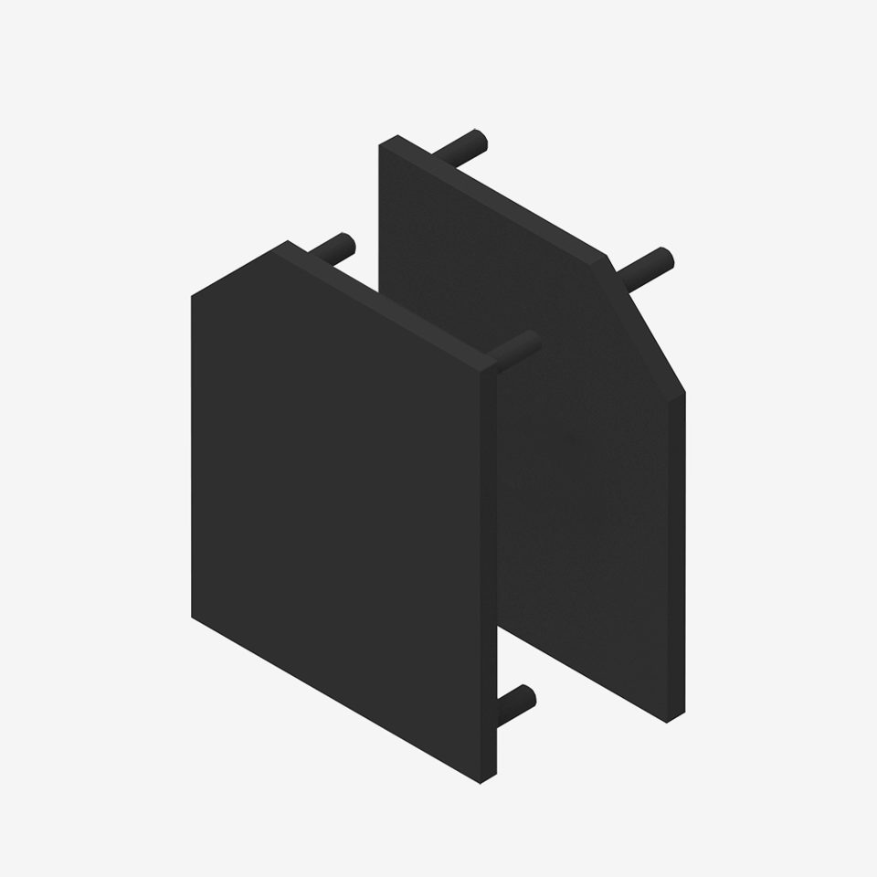End Caps for Top Track XL + Wall Mounting Rail XL - Black