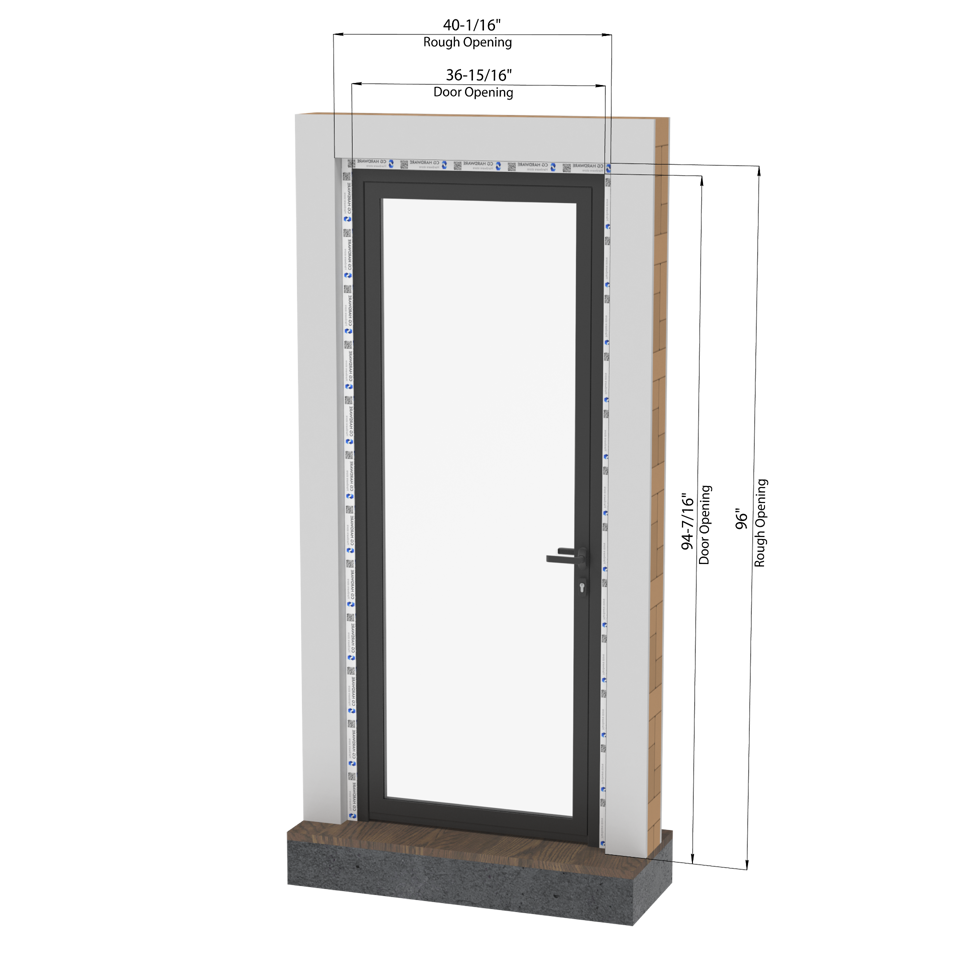 KOMPAS Single Swing Door - LH In - Black Matte, 37" x 94-1/2"