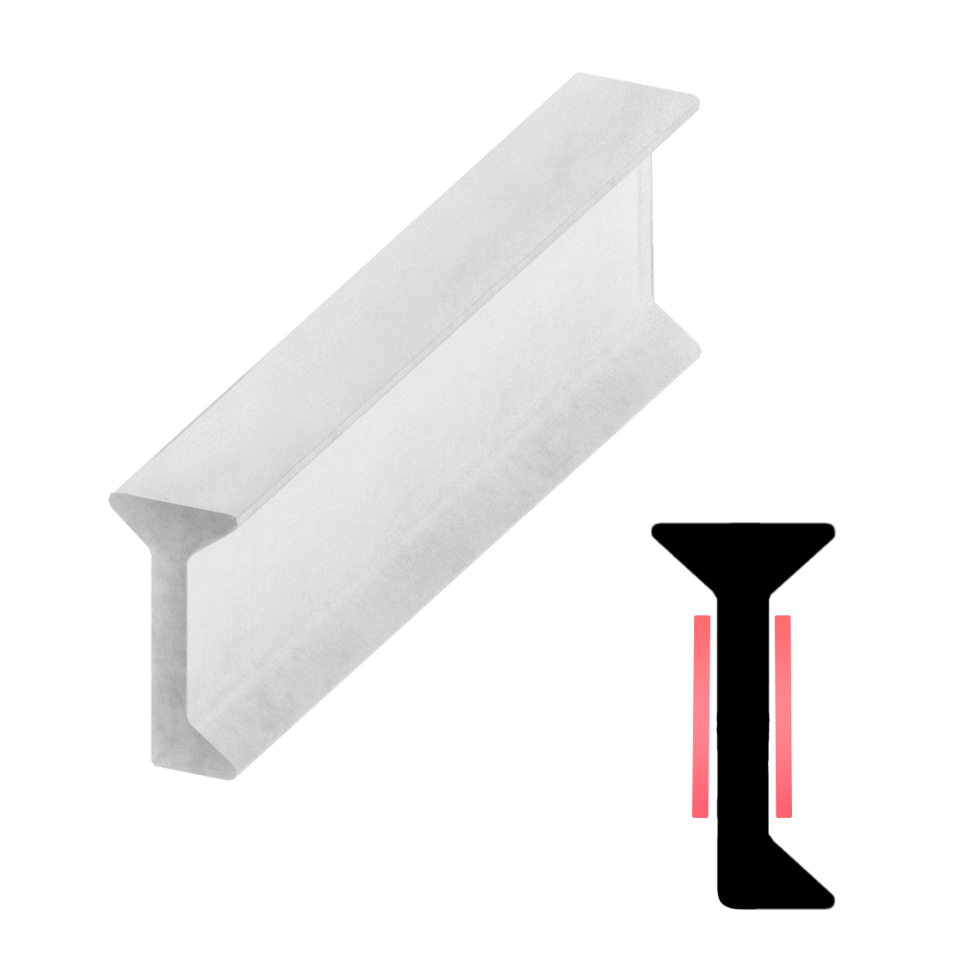 Clear Copolymer Strip for 90 Degree Glass-to-Glass Joints - 1/2" Glass