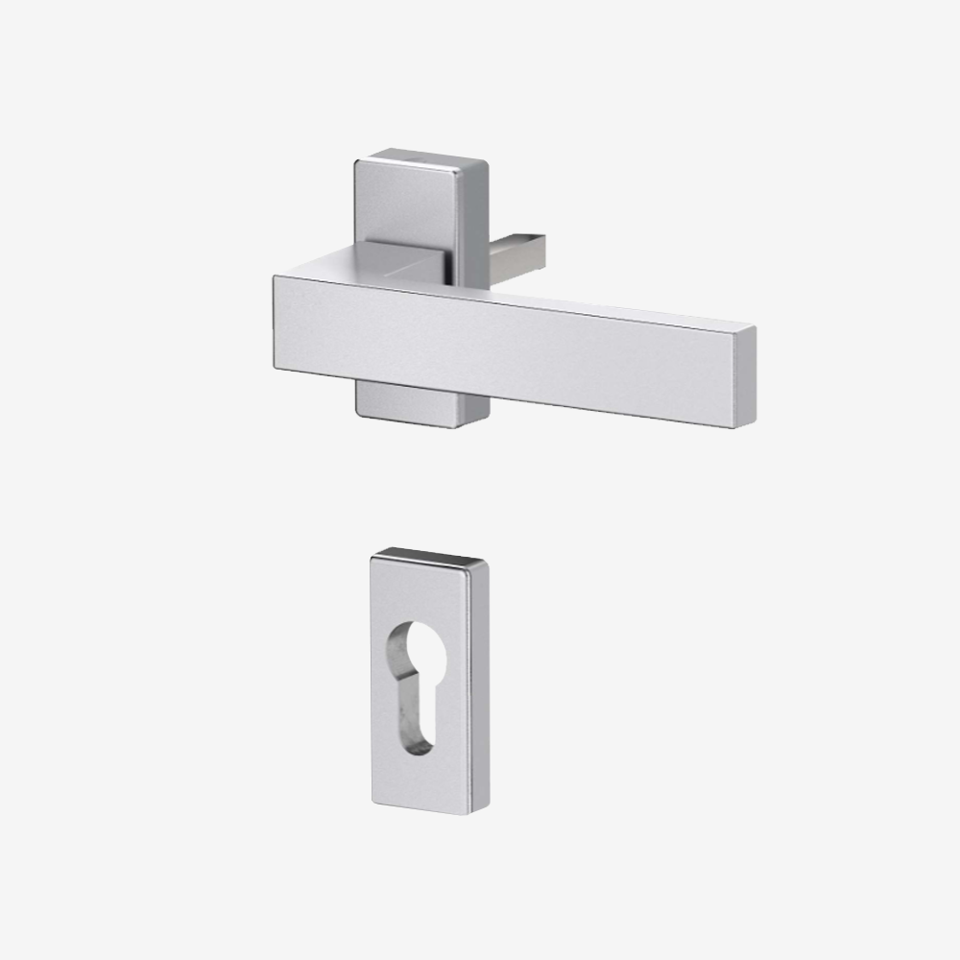 Square Lever Handset For KOMPAS Framed Doors - Satin Anodized