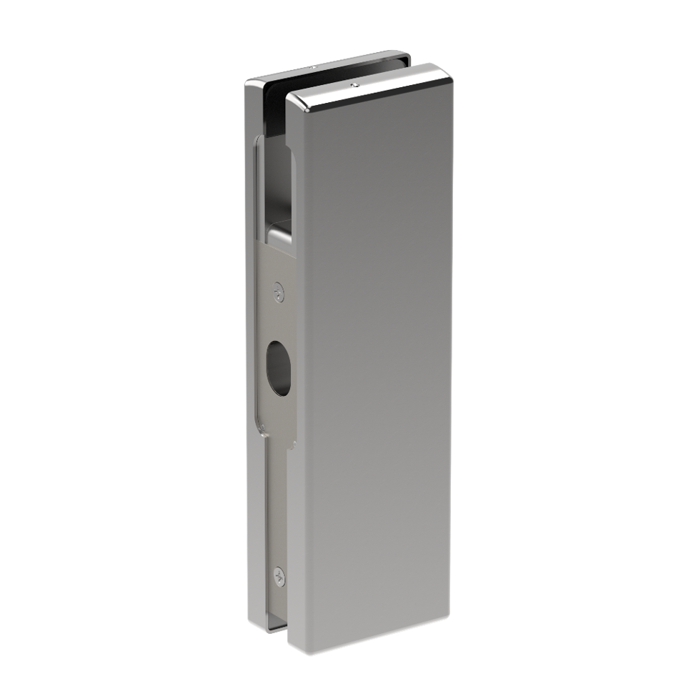 AMR Series Patch Lock Glass Mounted Strike - Satin Stainless Steel