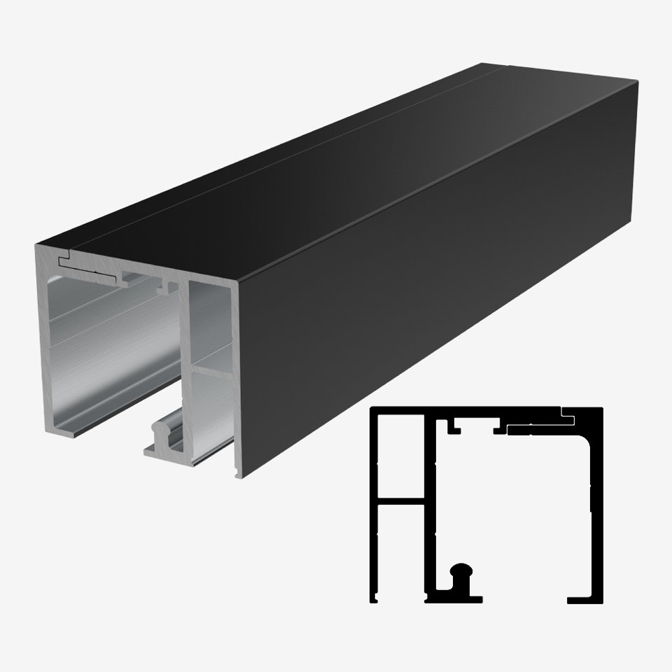 CGF-2 Series Sliding Door 157" Top Track B Kit - Black Matte