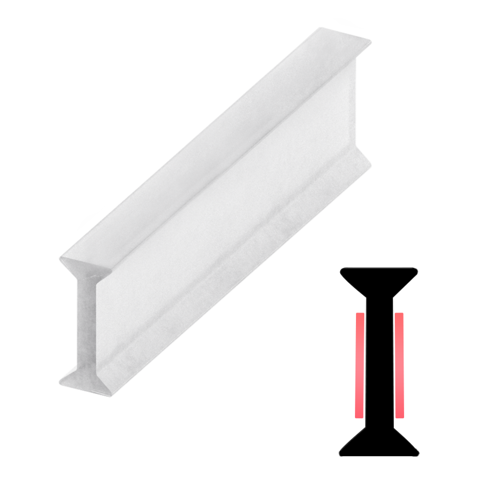 Clear Copolymer Strip for 180 Degree Glass-to-Glass Joints - 3/8" Glass