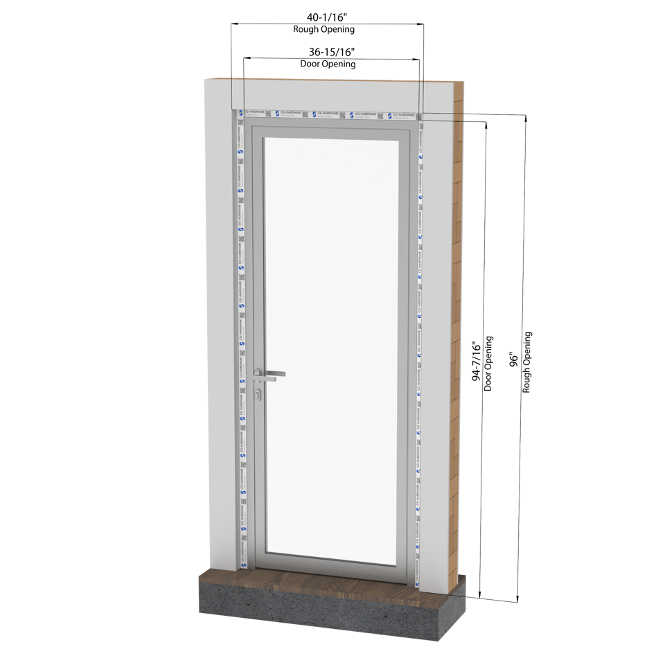 KOMPAS Single Swing Door -  RH In - Satin Anodized, 37" x 94-1/2"