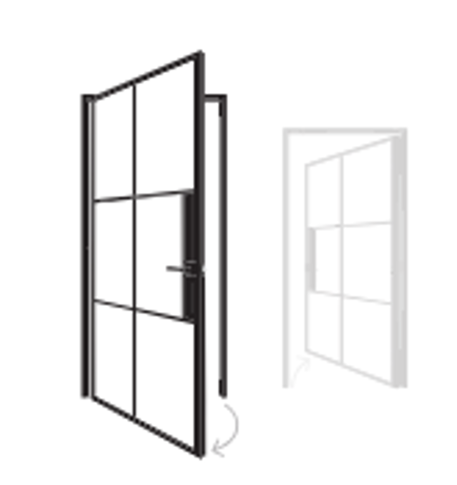 Steel Swing Door with Frame Left Hand Outswing / Right Hand Inswing 3/16" Glass (Low Iron)