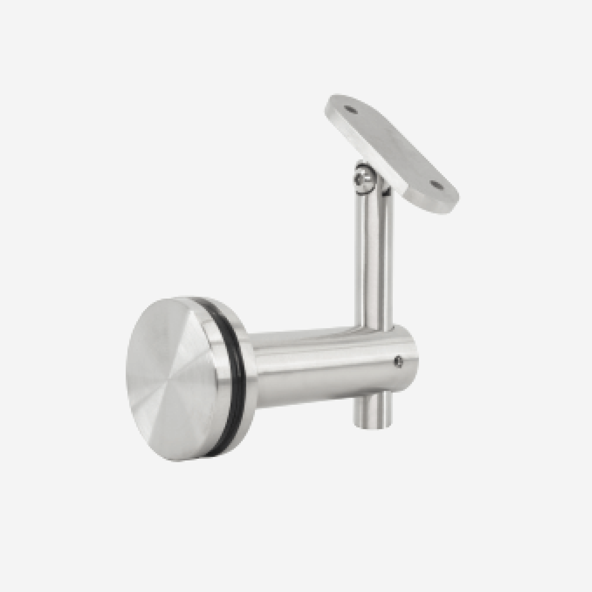 CG Brushed Stainless Glass Mounted Handrail Bracket with Round Handrail Adapter Plate