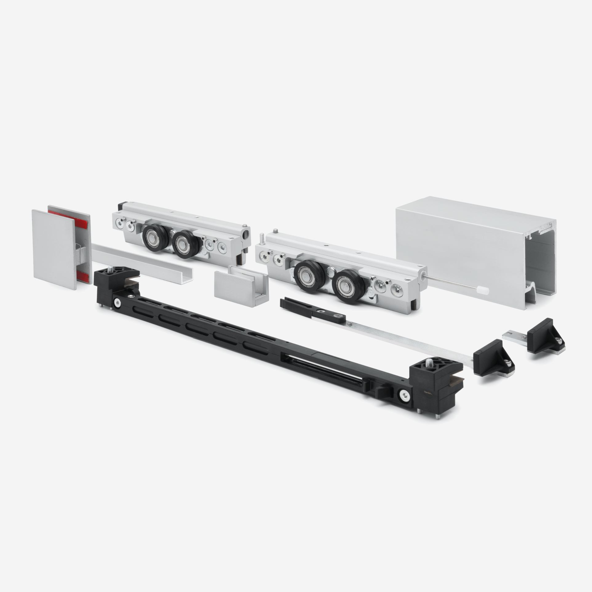CGS-200 Wall or Ceiling Mount Sliding Door and Fixed Panel Kit with Soft Close Braking System and 157" Track